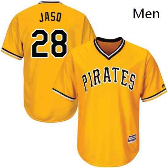 Mens Majestic Pittsburgh Pirates 28 John Jaso Replica Gold Alternate Cool Base MLB Jersey